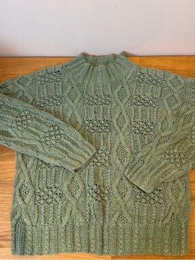 Vintage Hunt Club Sage Green Cable Mock Neck Sweater cotton